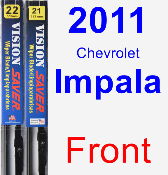 Front Wiper Blade Pack for 2011 Chevrolet Impala - Vision Saver