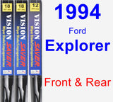 Front & Rear Wiper Blade Pack for 1994 Ford Explorer - Vision Saver
