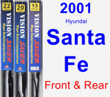 Front & Rear Wiper Blade Pack for 2001 Hyundai Santa Fe - Vision Saver