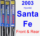 Front & Rear Wiper Blade Pack for 2003 Hyundai Santa Fe - Vision Saver