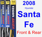 Front & Rear Wiper Blade Pack for 2008 Hyundai Santa Fe - Vision Saver