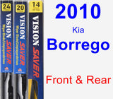 Front & Rear Wiper Blade Pack for 2010 Kia Borrego - Vision Saver