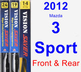Front & Rear Wiper Blade Pack for 2012 Mazda 3 Sport - Vision Saver