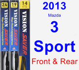 Front & Rear Wiper Blade Pack for 2013 Mazda 3 Sport - Vision Saver