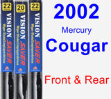 Front & Rear Wiper Blade Pack for 2002 Mercury Cougar - Vision Saver