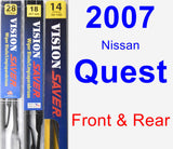 Front & Rear Wiper Blade Pack for 2007 Nissan Quest - Vision Saver