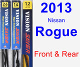 Front & Rear Wiper Blade Pack for 2013 Nissan Rogue - Vision Saver