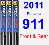 Front & Rear Wiper Blade Pack for 2011 Porsche 911 - Vision Saver