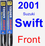 Front Wiper Blade Pack for 2001 Suzuki Swift - Vision Saver