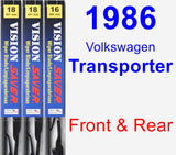 Front & Rear Wiper Blade Pack for 1986 Volkswagen Transporter - Vision Saver
