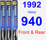 Front & Rear Wiper Blade Pack for 1992 Volvo 940 - Vision Saver