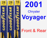 Front & Rear Wiper Blade Pack for 2001 Chrysler Voyager - Premium