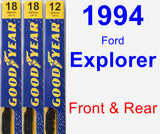 Front & Rear Wiper Blade Pack for 1994 Ford Explorer - Premium