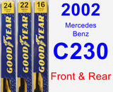 Front & Rear Wiper Blade Pack for 2002 Mercedes-Benz C230 - Premium