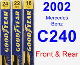 Front & Rear Wiper Blade Pack for 2002 Mercedes-Benz C240 - Premium