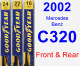 Front & Rear Wiper Blade Pack for 2002 Mercedes-Benz C320 - Premium