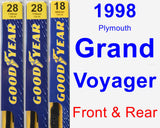 Front & Rear Wiper Blade Pack for 1998 Plymouth Grand Voyager - Premium