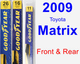 Front & Rear Wiper Blade Pack for 2009 Toyota Matrix - Premium