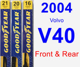 Front & Rear Wiper Blade Pack for 2004 Volvo V40 - Premium