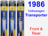 Front & Rear Wiper Blade Pack for 1986 Volkswagen Transporter - Assurance