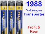 Front & Rear Wiper Blade Pack for 1988 Volkswagen Transporter - Assurance