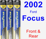 Front & Rear Wiper Blade Pack for 2002 Ford Focus - Hybrid