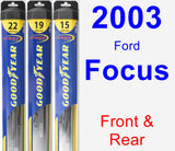 Front & Rear Wiper Blade Pack for 2003 Ford Focus - Hybrid