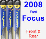 Front & Rear Wiper Blade Pack for 2008 Ford Focus - Hybrid