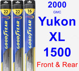 Front & Rear Wiper Blade Pack for 2000 GMC Yukon XL 1500 - Hybrid