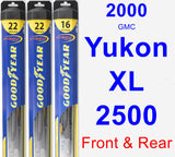 Front & Rear Wiper Blade Pack for 2000 GMC Yukon XL 2500 - Hybrid