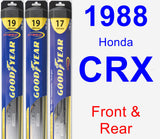 Front & Rear Wiper Blade Pack for 1988 Honda CRX - Hybrid