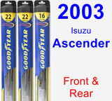 Front & Rear Wiper Blade Pack for 2003 Isuzu Ascender - Hybrid