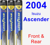 Front & Rear Wiper Blade Pack for 2004 Isuzu Ascender - Hybrid