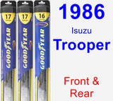 Front & Rear Wiper Blade Pack for 1986 Isuzu Trooper - Hybrid