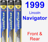 Front & Rear Wiper Blade Pack for 1999 Lincoln Navigator - Hybrid