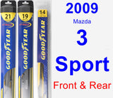 Front & Rear Wiper Blade Pack for 2009 Mazda 3 Sport - Hybrid