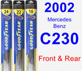 Front & Rear Wiper Blade Pack for 2002 Mercedes-Benz C230 - Hybrid