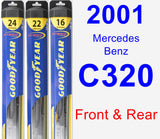Front & Rear Wiper Blade Pack for 2001 Mercedes-Benz C320 - Hybrid