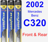 Front & Rear Wiper Blade Pack for 2002 Mercedes-Benz C320 - Hybrid
