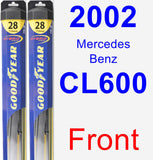 Front Wiper Blade Pack for 2002 Mercedes-Benz CL600 - Hybrid