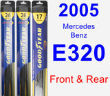 Front & Rear Wiper Blade Pack for 2005 Mercedes-Benz E320 - Hybrid