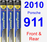 Front & Rear Wiper Blade Pack for 2010 Porsche 911 - Hybrid