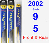 Front & Rear Wiper Blade Pack for 2002 Saab 9-5 - Hybrid