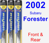 Front & Rear Wiper Blade Pack for 2002 Subaru Forester - Hybrid