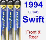 Front & Rear Wiper Blade Pack for 1994 Suzuki Swift - Hybrid