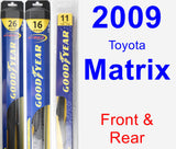 Front & Rear Wiper Blade Pack for 2009 Toyota Matrix - Hybrid