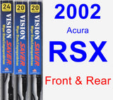 Front & Rear Wiper Blade Pack for 2002 Acura RSX - Vision Saver