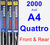 Front & Rear Wiper Blade Pack for 2000 Audi A4 Quattro - Vision Saver