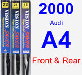 Front & Rear Wiper Blade Pack for 2000 Audi A4 - Vision Saver