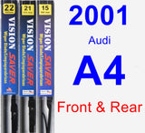 Front & Rear Wiper Blade Pack for 2001 Audi A4 - Vision Saver